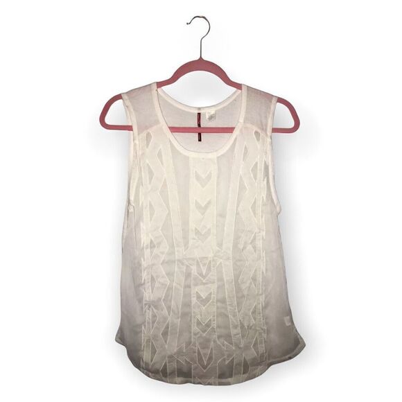 Element Sheer Cut Out Tank Top Small‎ Cotton Blend Coastal Grandma White - Picture 1 of 5